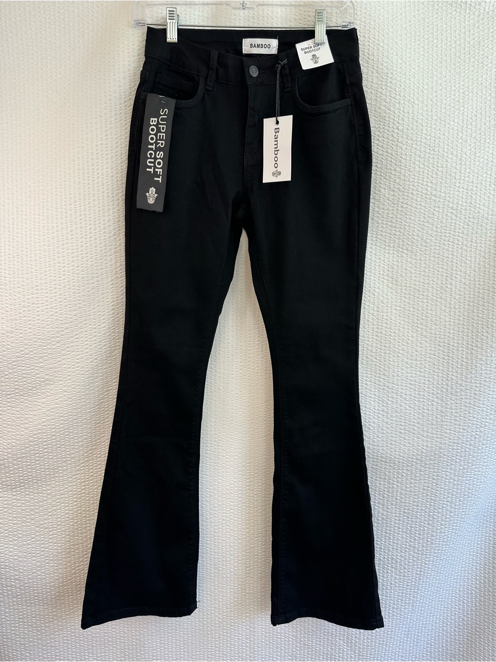 Bamboo Black Super Soft Bootcut Stretch Jeans Size 5 Mid Rise Classic Flare NWT